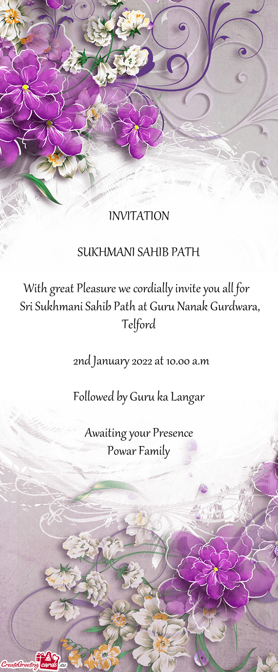 Sri Sukhmani Sahib Path at Guru Nanak Gurdwara, Telford