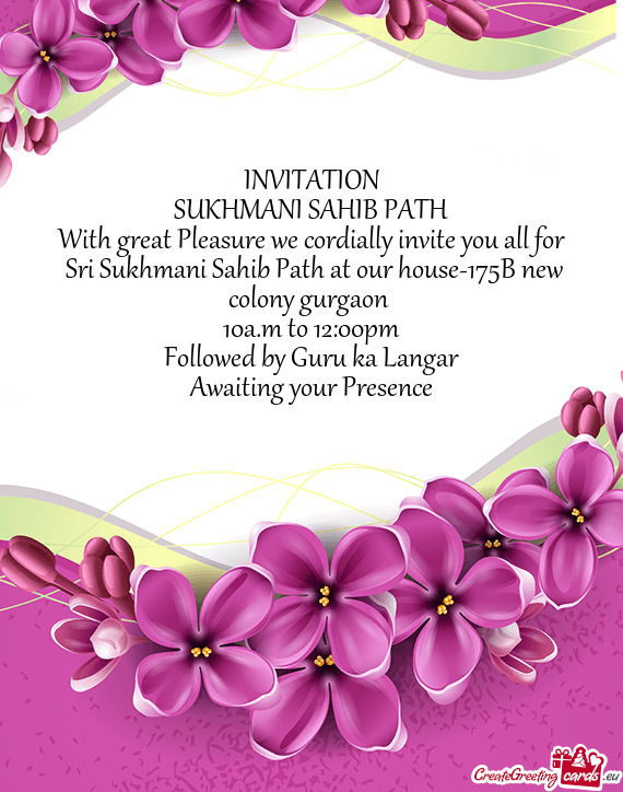 Sri Sukhmani Sahib Path at our house-175B new colony gurgaon
