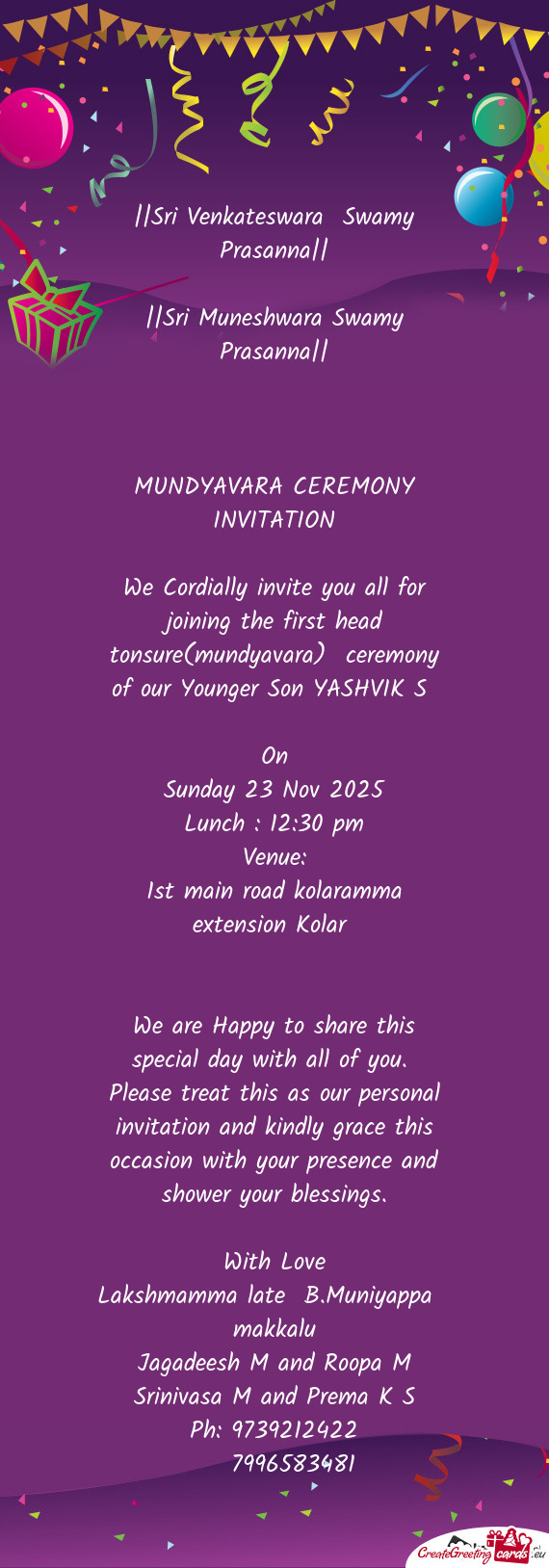 ||Sri Venkateswara Swamy Prasanna||