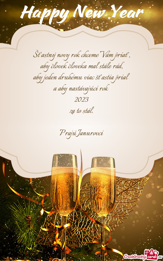 Šťastný novy rok chceme Vám priať