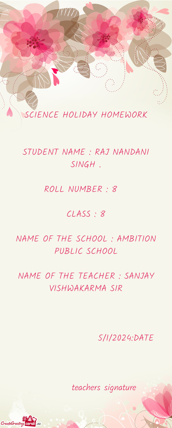 STUDENT NAME : RAJ NANDANI SINGH