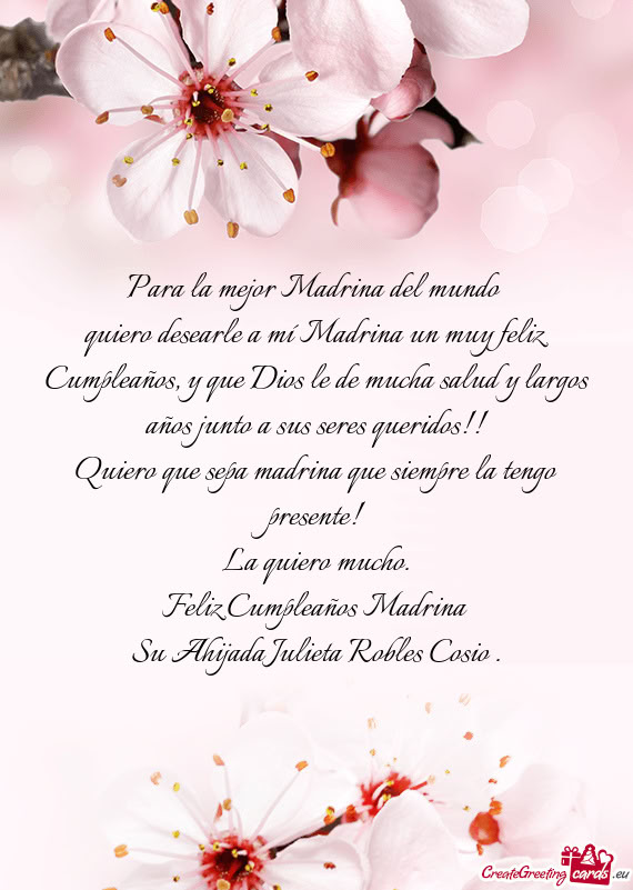 Su Ahijada Julieta Robles Cosio