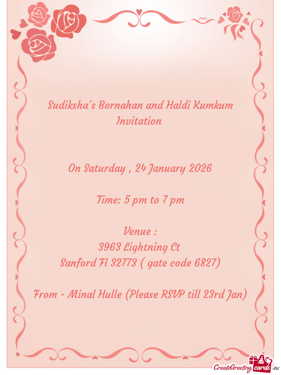 Sudiksha’s Bornahan and Haldi Kumkum Invitation