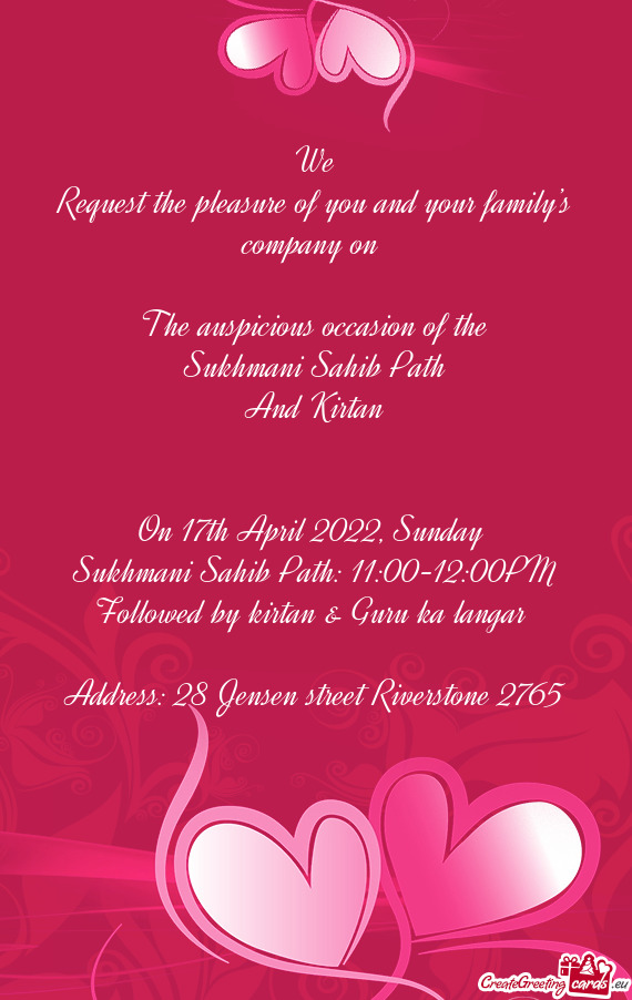 Sukhmani Sahib Path: 11:00-12:00PM