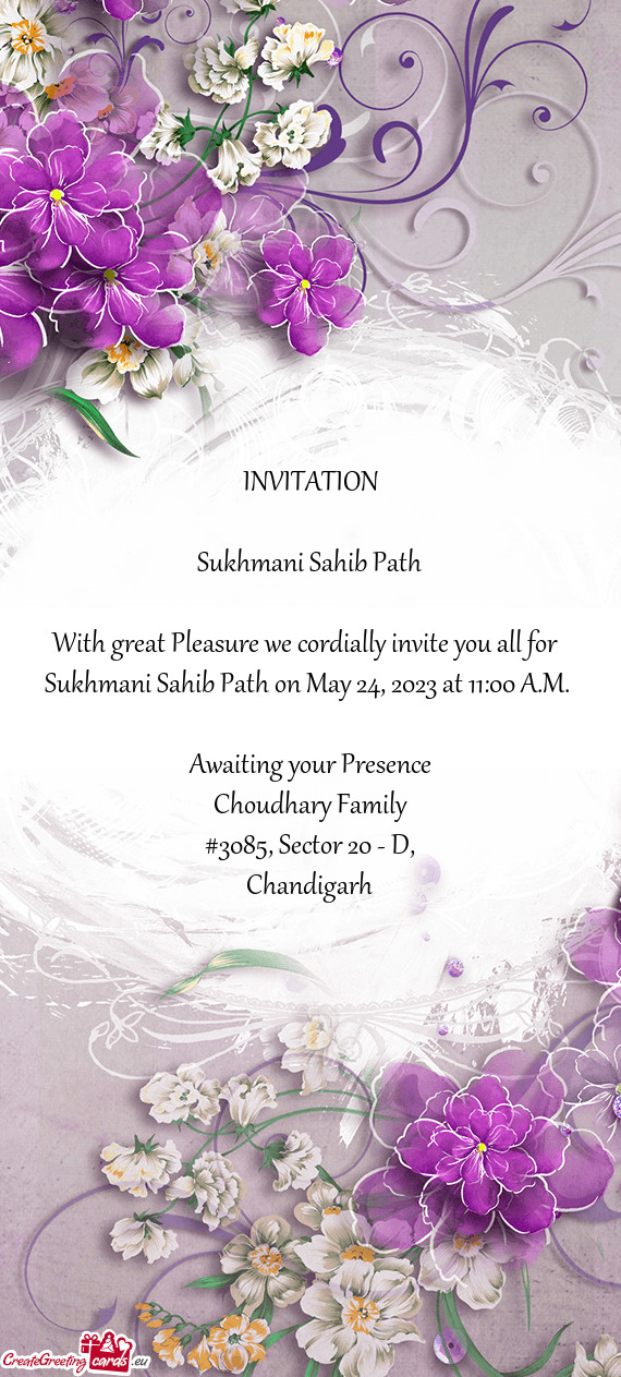 Sukhmani Sahib Path on May 24, 2023 at 11:00 A.M