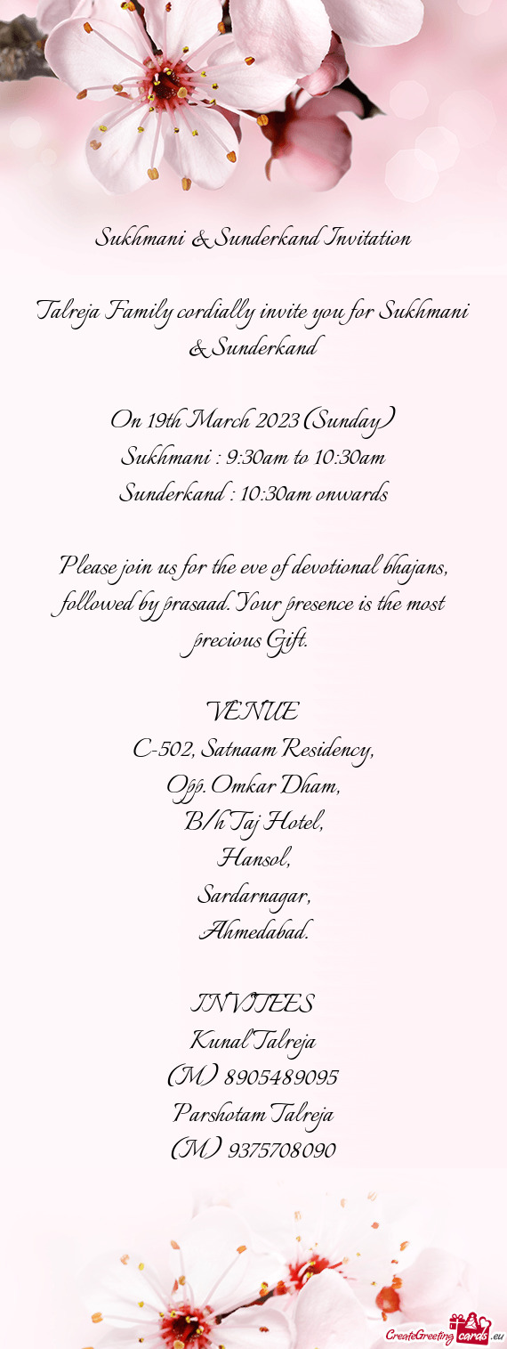 Sukhmani & Sunderkand Invitation