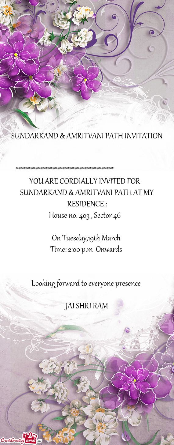 SUNDARKAND & AMRITVANI PATH INVITATION