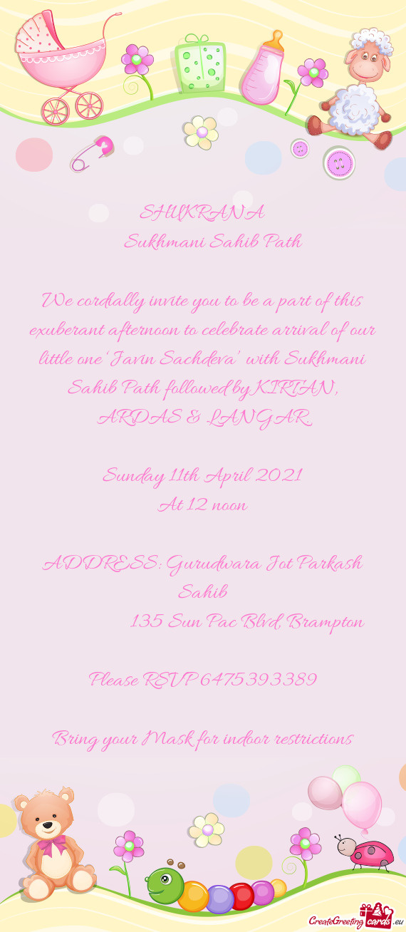Sunday 11th April 2021
 At 12 noon
 
 ADDRESS