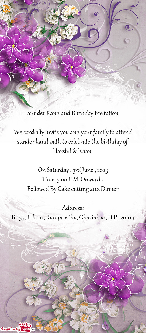 Sunder Kand and Birthday Invitation