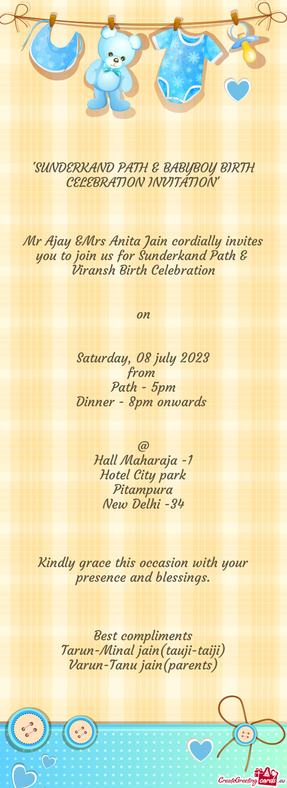 "SUNDERKAND PATH & BABYBOY BIRTH CELEBRATION INVITATION"