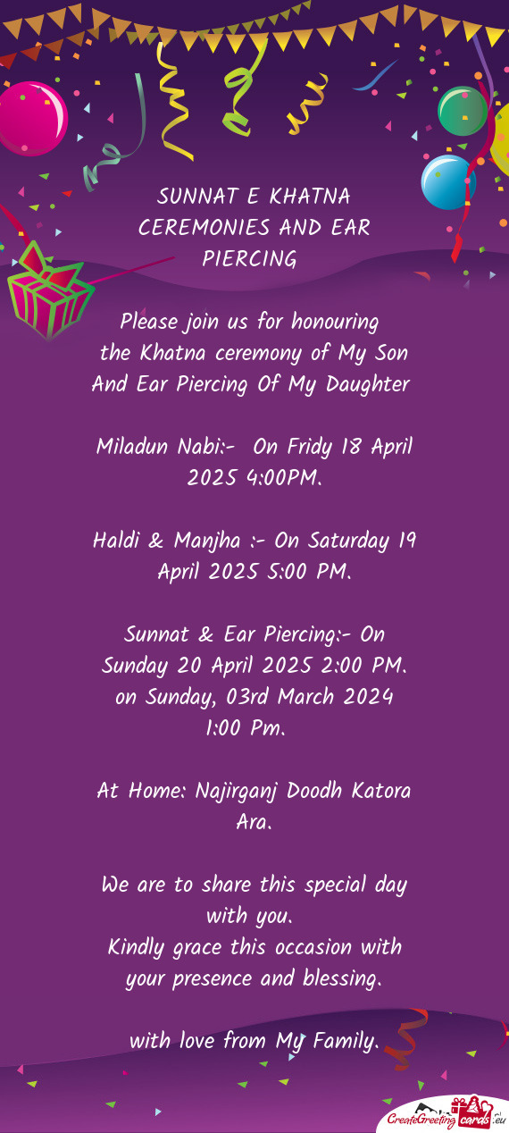 SUNNAT E KHATNA CEREMONIES AND EAR PIERCING