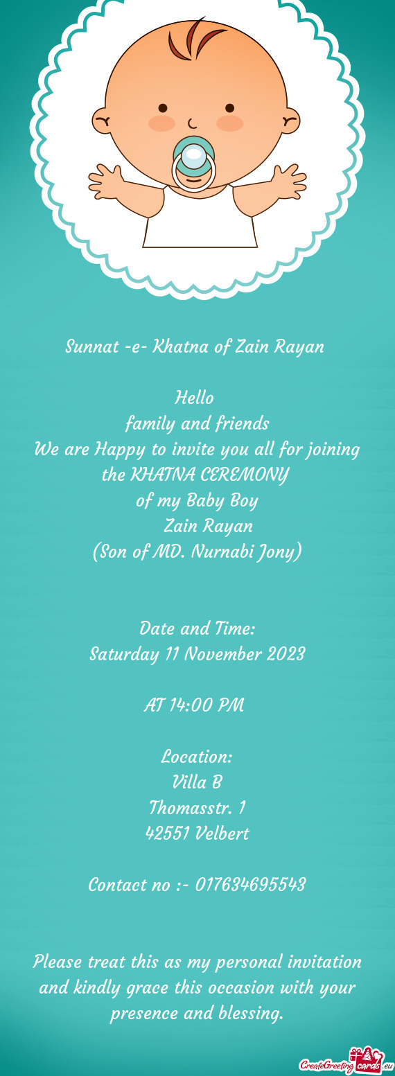 Sunnat -e- Khatna of Zain Rayan