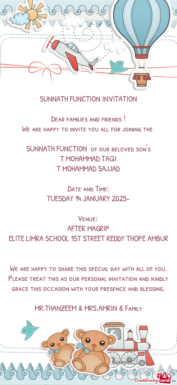 SUNNATH FUNCTION INVITATION