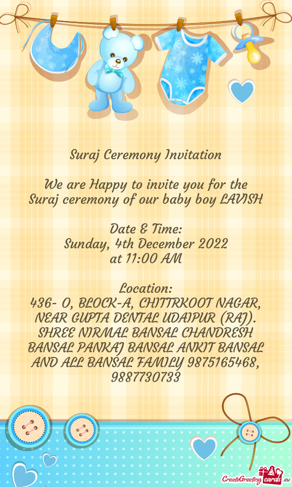 Suraj Ceremony Invitation