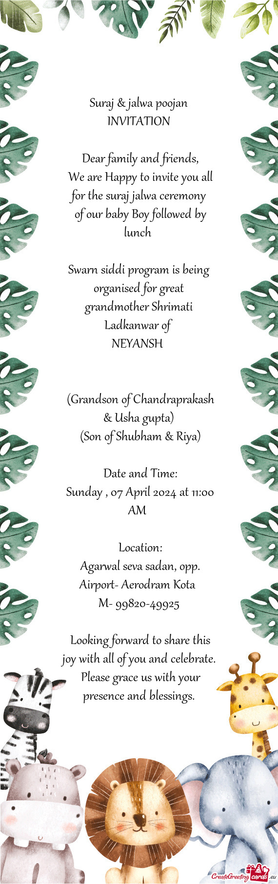 Suraj & jalwa poojan INVITATION