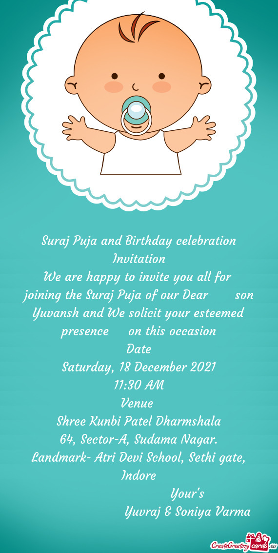 Suraj Puja and Birthday celebration Invitation