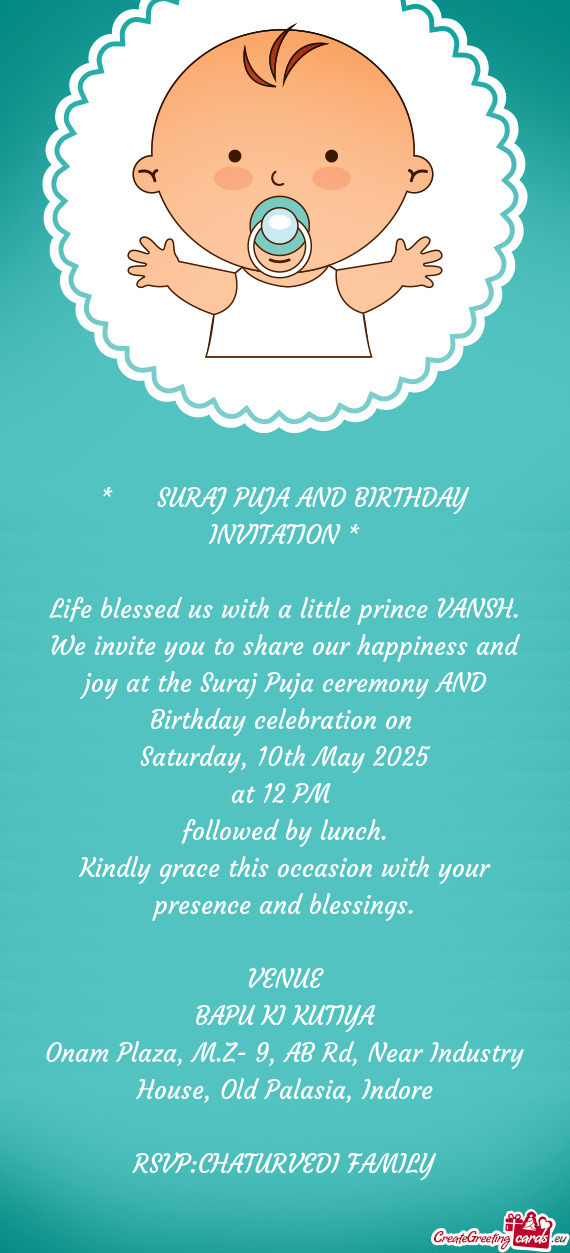 SURAJ PUJA AND BIRTHDAY INVITATION