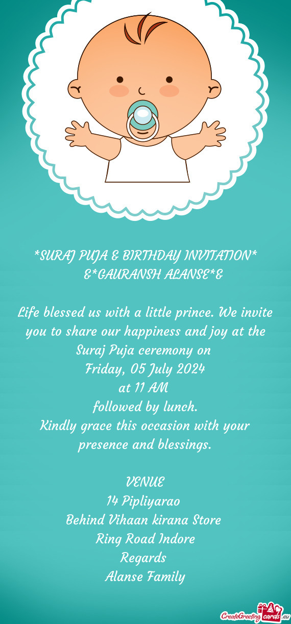 SURAJ PUJA & BIRTHDAY INVITATION