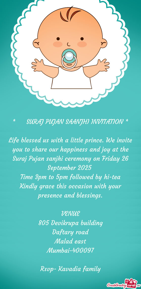 SURAJ PUJAN SAANJHI INVITATION