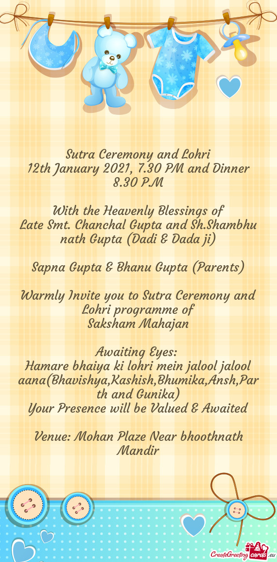 Sutra Ceremony and Lohri