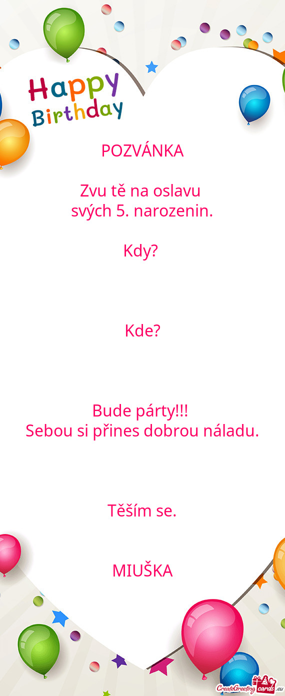 Svých 5. narozenin