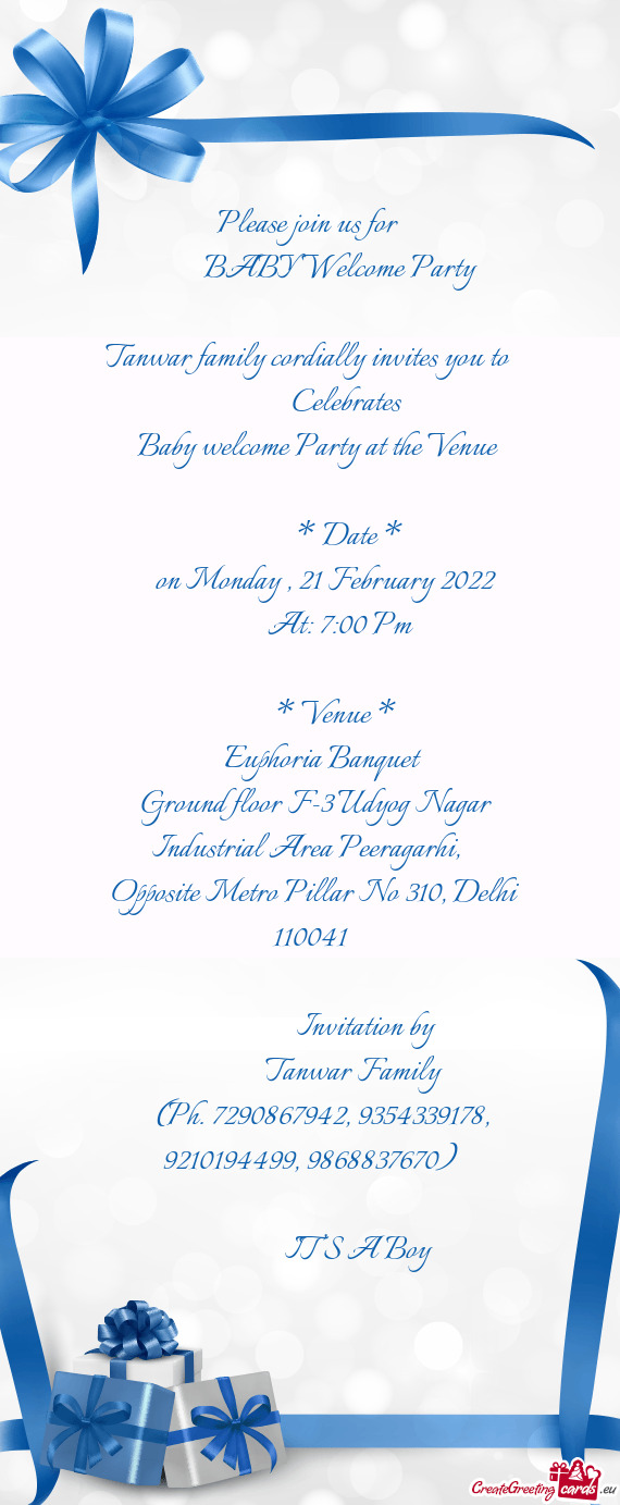 Tanwar family cordially invites you to