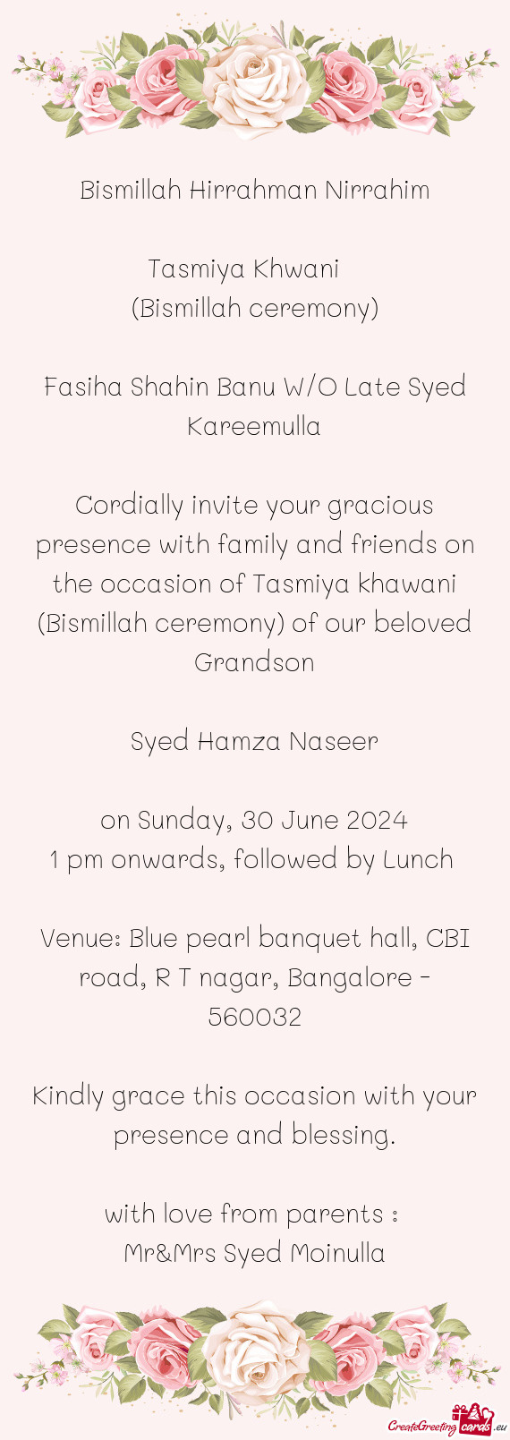 Tasmiya Khwani     (Bismillah ceremony)