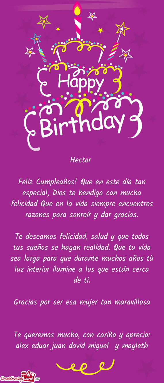 Te deseamos felicidad, salud y que todos tus sueños se hagan realidad. Que tu vida sea larga para q