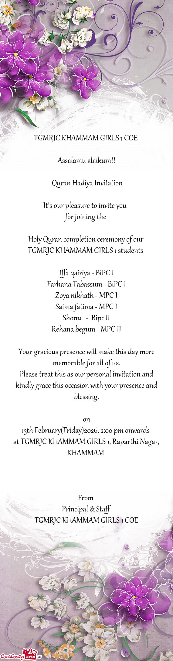 TGMRJC KHAMMAM GIRLS 1 COE