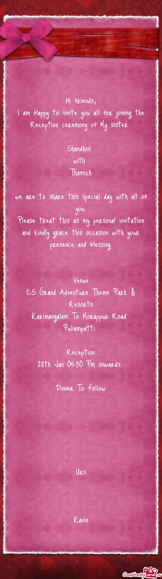 Thamizh
 
 we are to share this special day with all of you