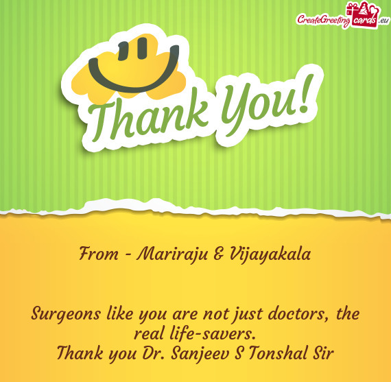 Thank you Dr. Sanjeev S Tonshal Sir