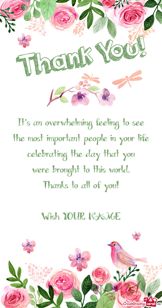 Thanks to all of you! Wish YOUR NAME