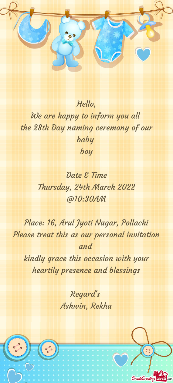 The 28th Day naming ceremony of our baby
