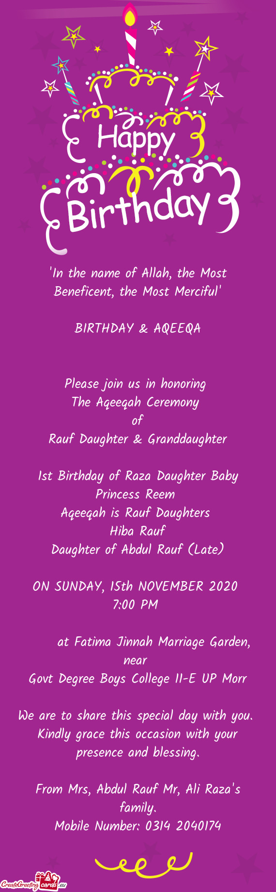 The Aqeeqah Ceremony