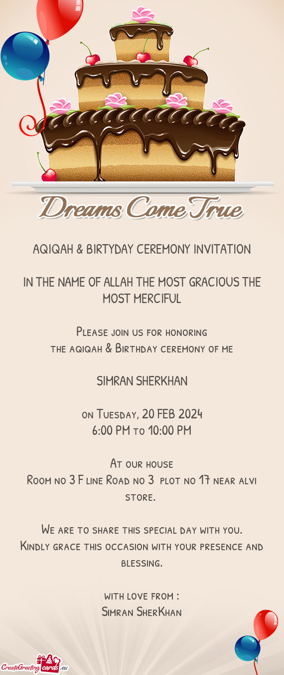 The aqiqah & Birthday ceremony of me
