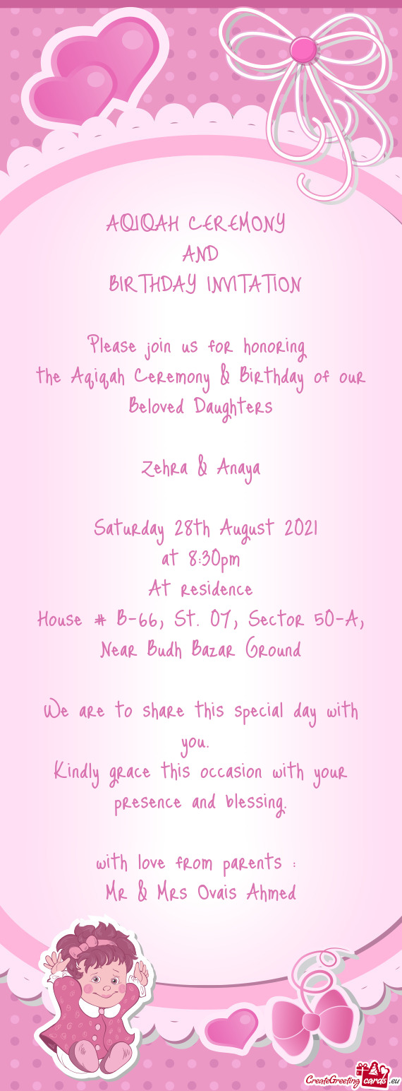The Aqiqah Ceremony & Birthday of our Beloved Daughters