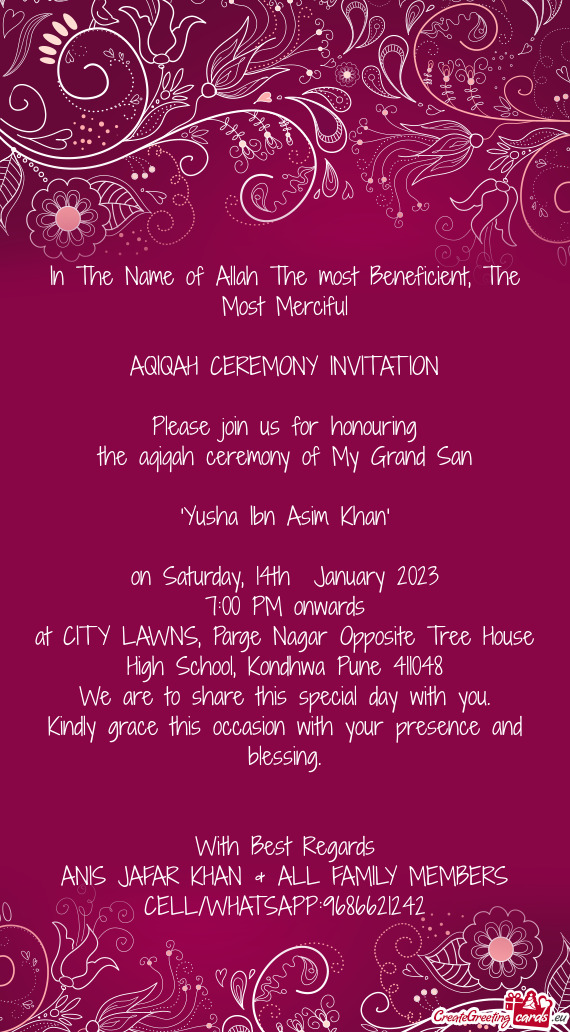 The aqiqah ceremony of My Grand San