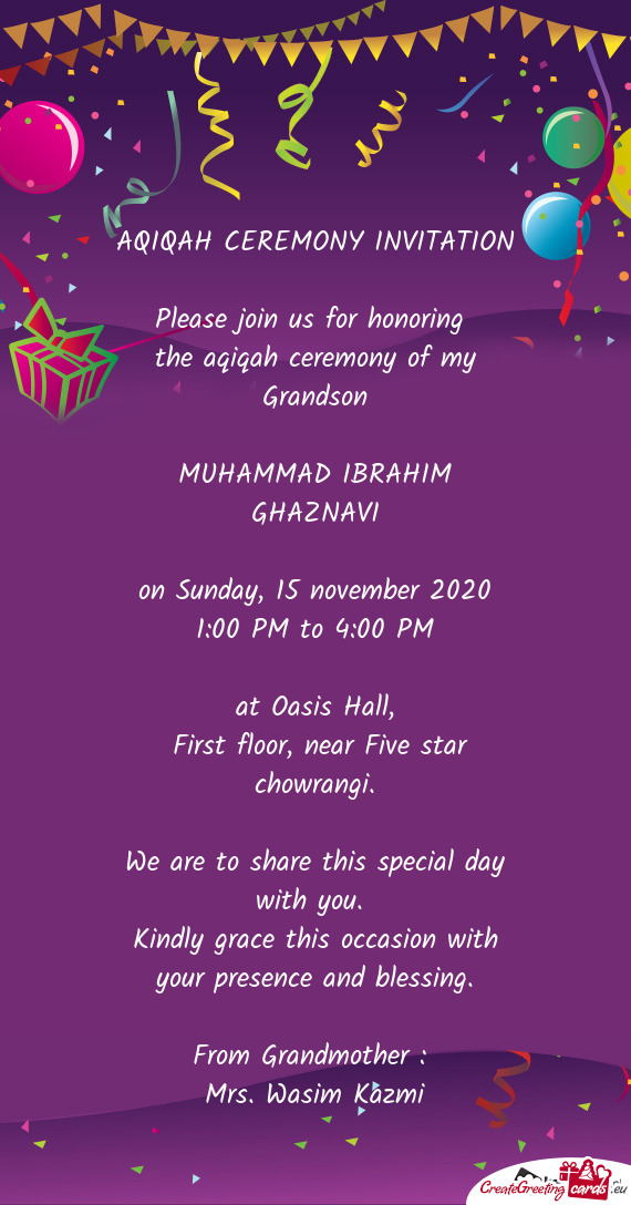 The aqiqah ceremony of my Grandson