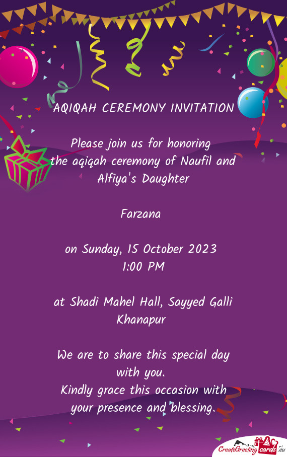 The aqiqah ceremony of Naufil and Alfiya
