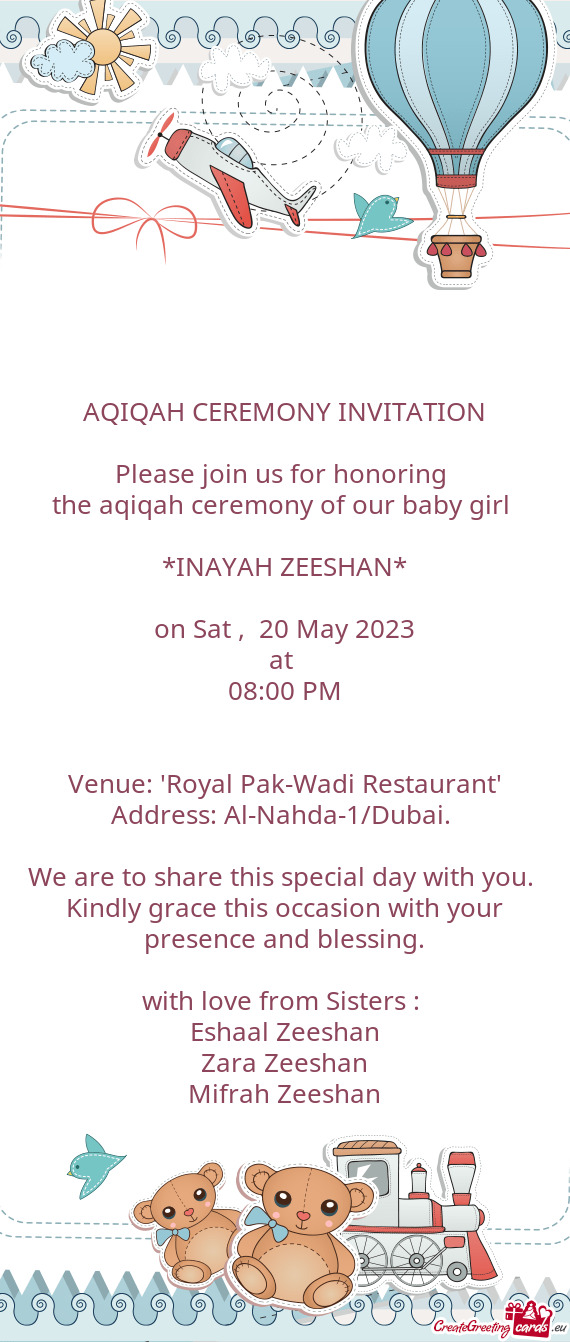 The aqiqah ceremony of our baby girl