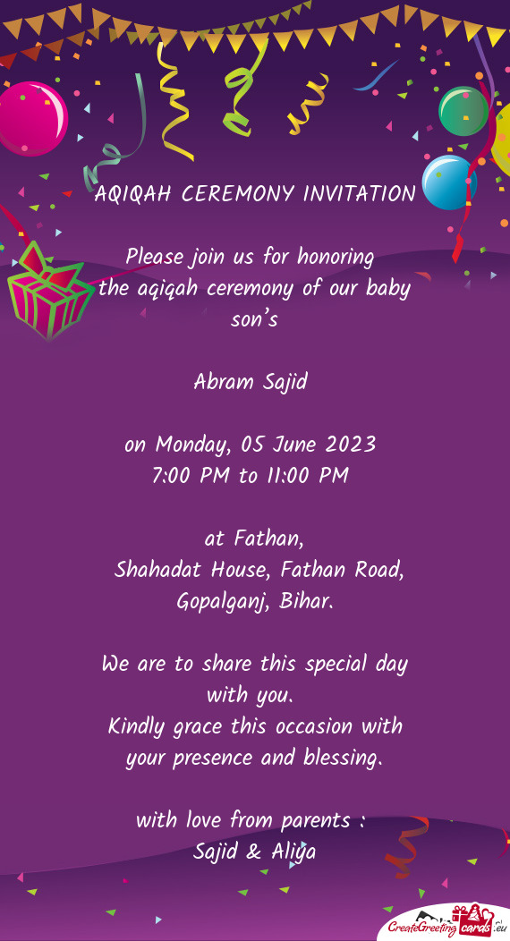 The aqiqah ceremony of our baby son’s