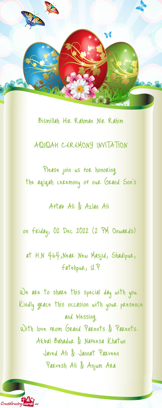 The aqiqah ceremony of our Grand Son