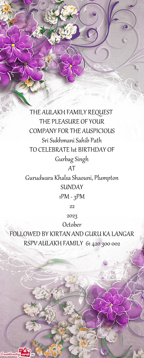 THE AULAKH FAMILY REQUEST