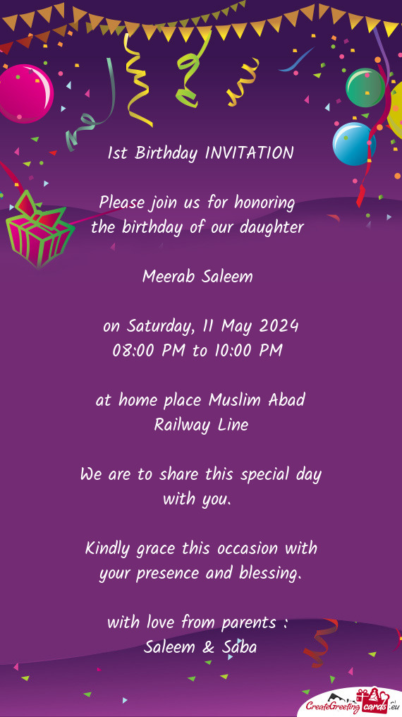 The birthday of our daughter