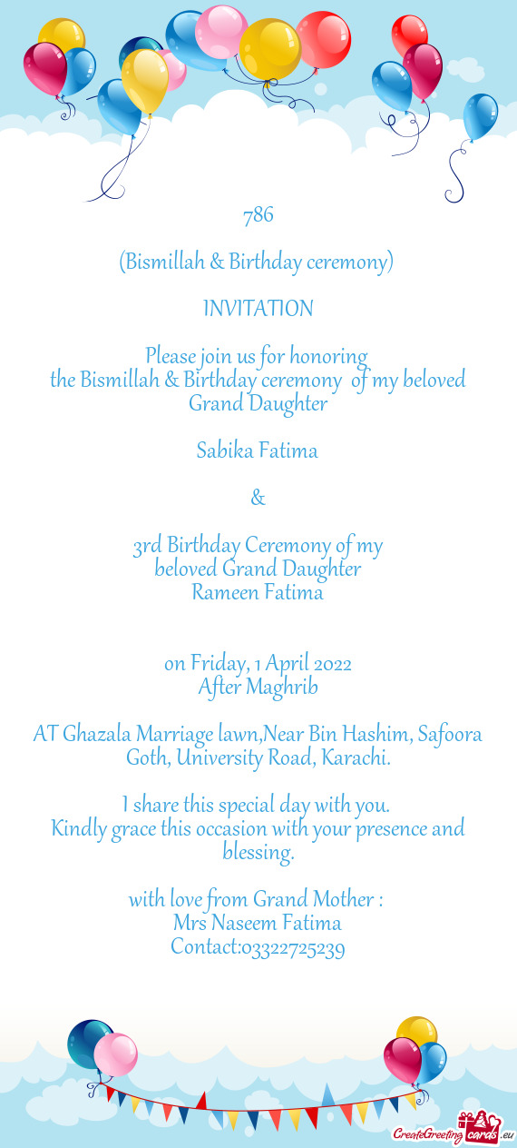 The Bismillah & Birthday ceremony of my beloved Grand Daughter