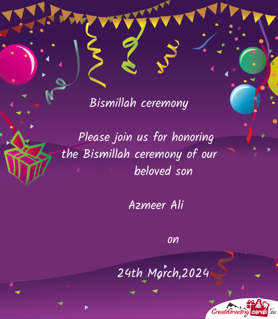 The Bismillah ceremony of our