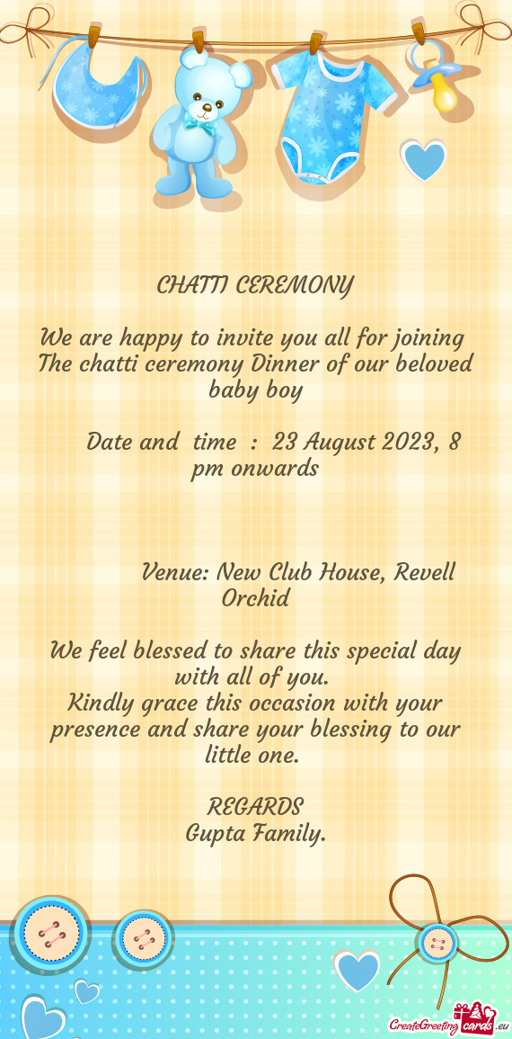 The chatti ceremony Dinner of our beloved baby boy
