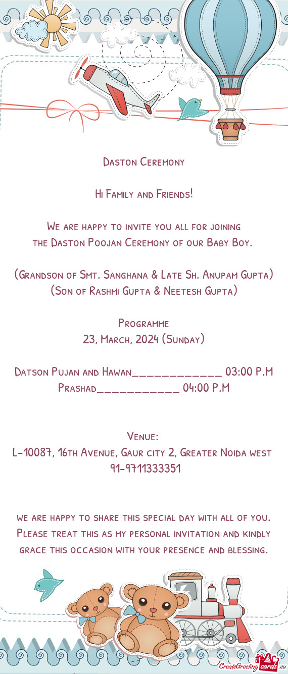 The Daston Poojan Ceremony of our Baby Boy