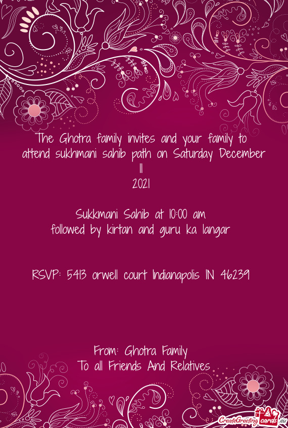 The Ghotra family invites and your family to