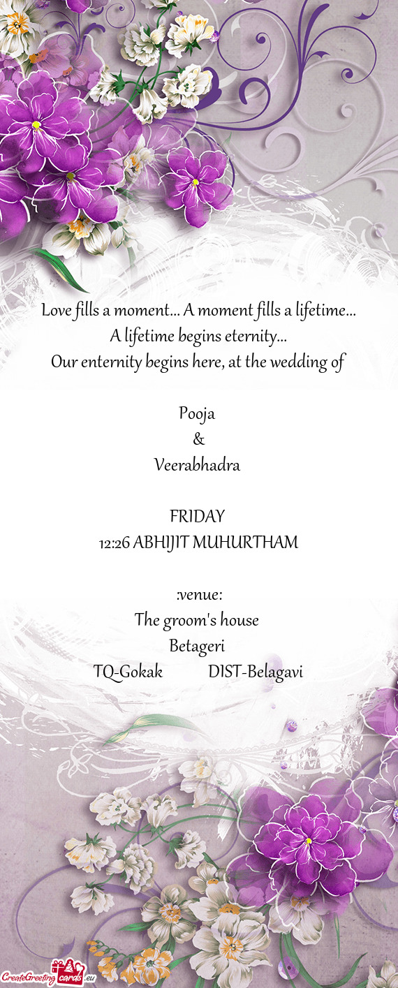 The groom's house 
 Betageri 
 TQ-Gokak    DIST-Belagavi